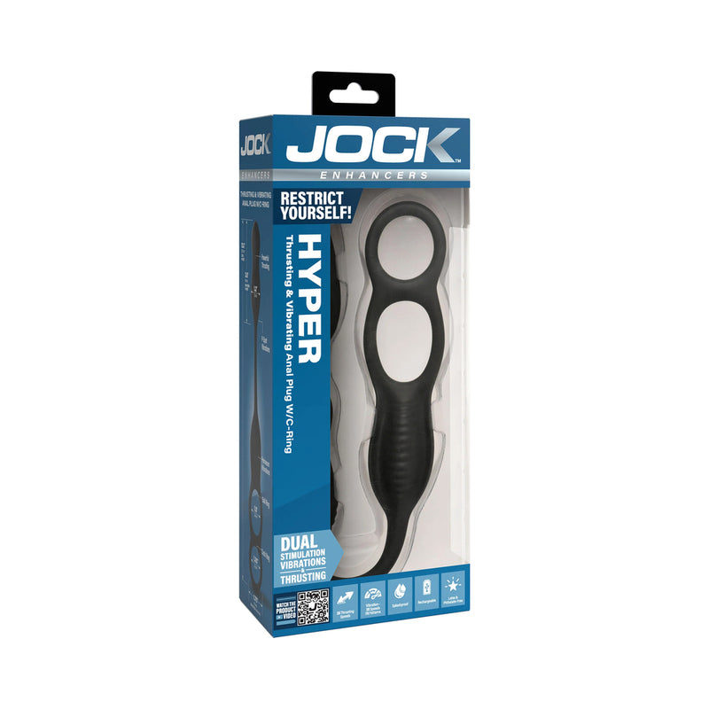 JOCK Silicone Vibrating Plug with Cock & Ball Ring and Remote
